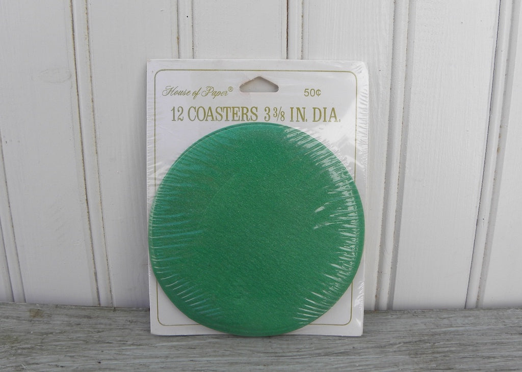 NIP Vintage House of Paper Green Cocktail Coasters