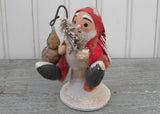 Vintage Santa Claus with Bottle Brush Tree and Snowman Japan