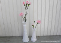 Pair of Cottage Chic Vintage Milk Glass Vases