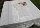 Unused Elegant Damask Tablecloth and Napkin Set in Original Box - The Pink Rose Cottage 