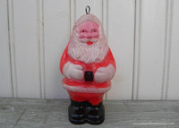 Vintage Hard Plastic Jolly Santa Claus Shaker Christmas Ornament