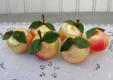 Vintage Yellow and Red Satin Apple Fruit Floral Decor