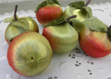 Vintage Green and Red Satin Apple Fruit Floral Decor