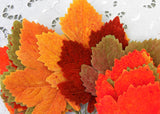 12 Small Vintage Velvet Colorful Autumn Leaves Millinery Floral Picks