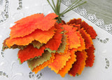 12 Large  Vintage Velvet Colorful Autumn Leaves Millinery Floral Picks