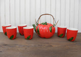 Vintage Maruhon Ware K Tomato Teapot with 6 Matching Teacups