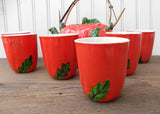 Vintage Maruhon Ware K Tomato Teapot with 6 Matching Teacups