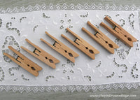 6 Vintage Unusual Wooden Laundry Clothes Pins