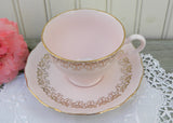 Vintage Soft Pink and Gold Crown Essex Teacup and Saucer