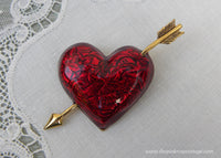 Vintage Avon Red Enameled Heart and Arrow Valentines Pin