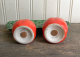 Vintage Tomato Salt and Pepper Shakers on Tray
