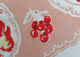 Vintage Pink Plate of Fruit Apples Cherries Berries and More Tablecloth