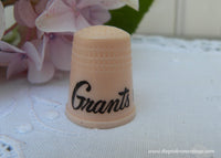 Vintage Pink Advertising Thimble Grants Department Store