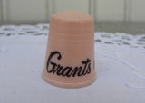 Vintage Pink Advertising Thimble Grants Department Store