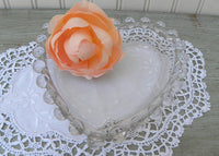 Vintage Imperial Candlewick Heart Shaped Glass Trinket Candy Dish