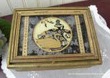Vintage Southern Belle with Swan Reverse Painting on Glass Jewelry Keepsake Box
