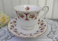 Vintage Burgundy and Pink Rose Teacup and Saucer