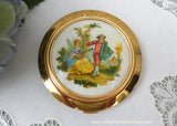 Unused Vintage Lin Bren Ladies Powder Compact with Courting Couple Scene - The Pink Rose Cottage 