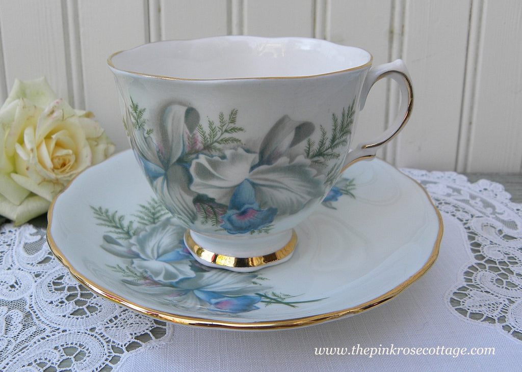 Vintage Colclough Blue Orchid Teacup and Saucer