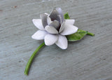 Vintage Enameled White Chrysanthemum Pin