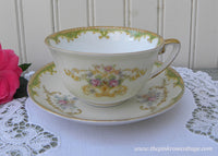 Vintage Noritke Pink Rose and Scrolls Teacup and Saucer
