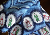 Vintage Blue Handkerchief with Dutch People Couples