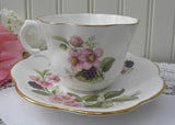 Vintage Blackberries and Pink Blackberry Blossoms Teacup and Saucer