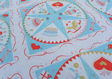 Vintage Blue Celebration Tablecloth Easter Birthday New Years Bridal and More