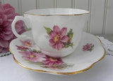 Vintage Purple and Pink Dahlia Teacup and Saucer
