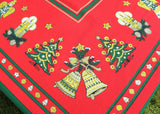 Vintage Christmas Tablecloth Trees Angels Bells Stars and More