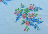 Vintage Wilendur Pink Roses and Blue Larkspur Tablecloth