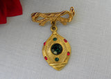 Vintage Dale Dangling Rhinestone Christmas Ornament and Bow Pin
