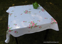 Vintage Wilendur Floribunda Pink Rose Tablecloth