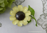 Vintage Enameled Yellow Sunflower Pin Brooch