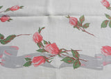 Vintage Long Stem Pink Roses and Ribbon Tablecloth