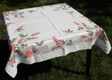 Vintage Long Stem Pink Roses and Ribbon Tablecloth
