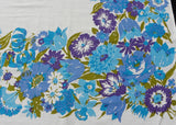 Vintage MCM Bold Blue and Purple Zinnia Petunia and more Tablecloth The Ryans