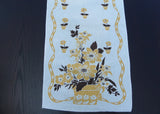 Vintage Linen Tea Towel Potted Flowers Dahlias and Columbines