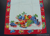 Unused Vintage Fruit Tea Towel Apples Grapes Peaches Pears and More