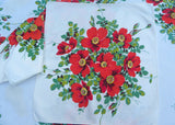 Vintage Wilendur Red Wildrose Tablecloth & Napkins