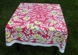 Vintage Startex Tablecloth Red with Yellow Poppies