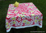 Vintage Startex Tablecloth Red with Yellow Poppies
