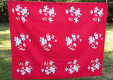 Vintage Wilendur Red Dogwood Tablecloth & Napkins