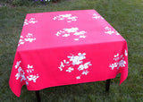 Vintage Wilendur Red Dogwood Tablecloth & Napkins