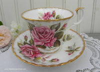 Vintage Golden Crown Rose Queen Series Margaret Pink Rose Teacup and Saucer