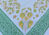 Vintage Startex Abstract Aztec Mexican Green and Yellow Tablecloth