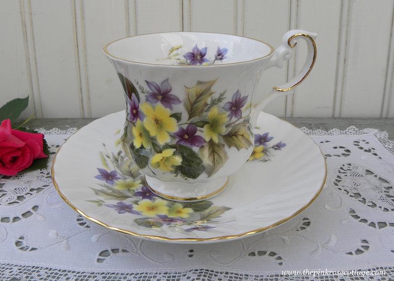 Vintage Rosina Bone China, Egland Big Beautiful Purple hotsell Camelias with Hints of Yellow, c. 1950's