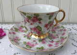 Vintage Pink Violet Chintz Teacup and Saucer