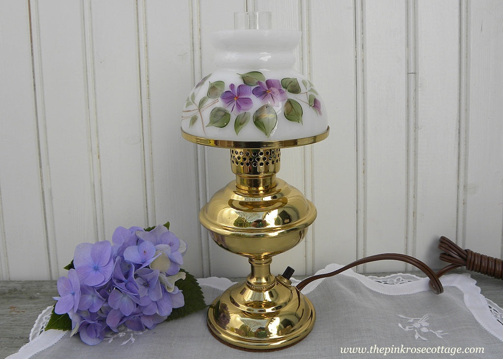 Vintage Hurricane Lamp Handpainted