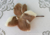 Vintage Millinery Pearls and Fur Flower Corsage Pin